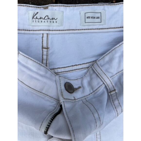 Kancan 90s retro white wide leg cargo white denim jeans size 27x31.5" - Picture 4 of 4